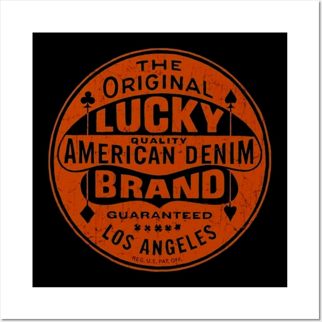 Lucky American Demin Wall Art by MindsparkCreative